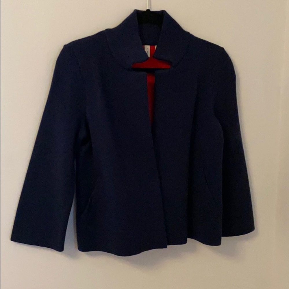 Cropped Navy Sweater Coat